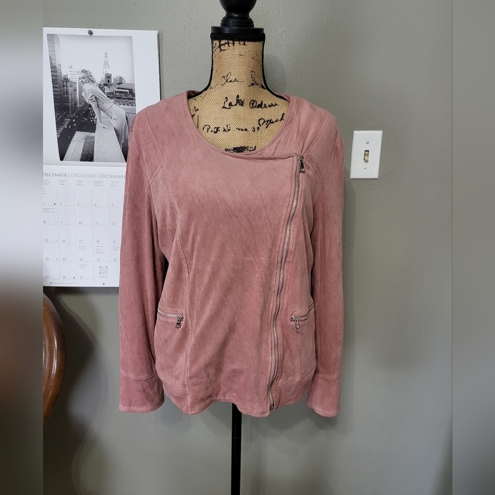 NY Collection Faux Suede Pink Jacket